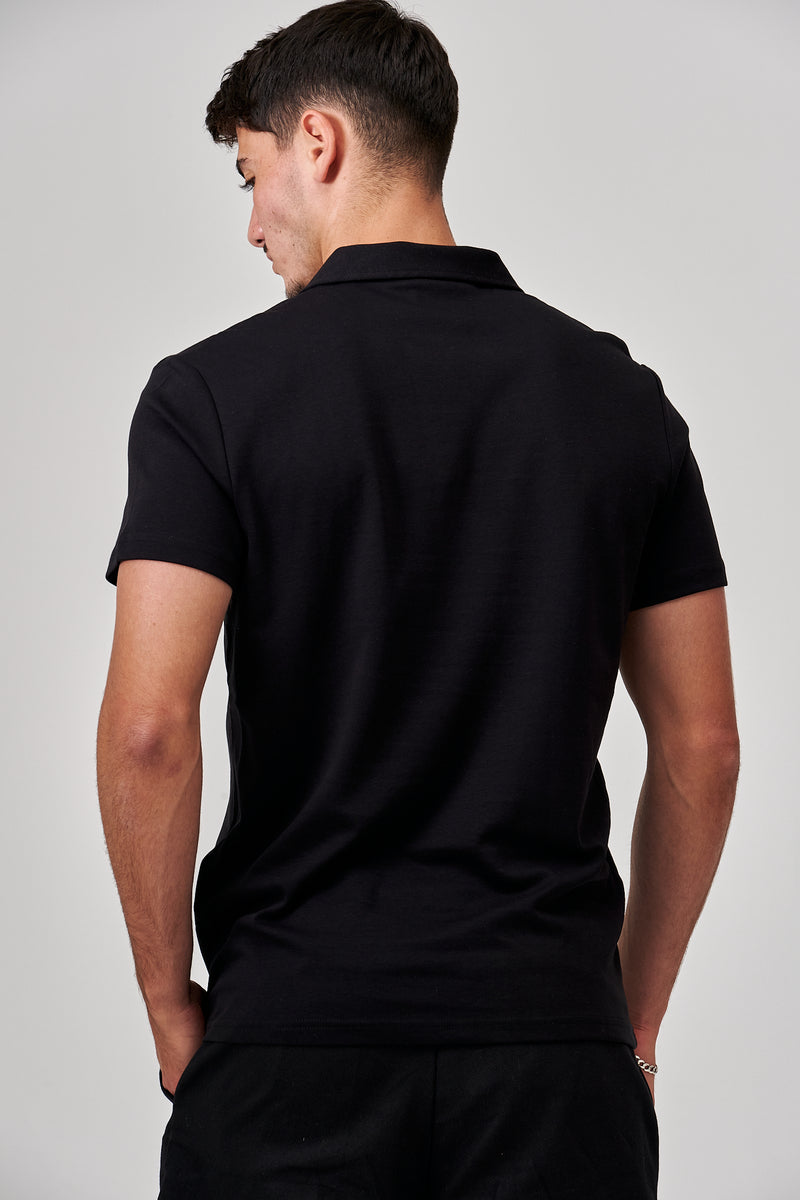 חולצת פולו פתוח--שחור