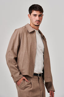 ג'קט פשתן אריק--חום בהיר